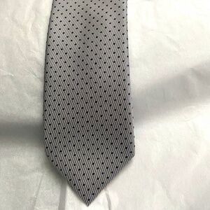 Canali 1934 Seven Fold Gray & Black Pin Dot Silk Tie 3.5"wide X 58"/Italy